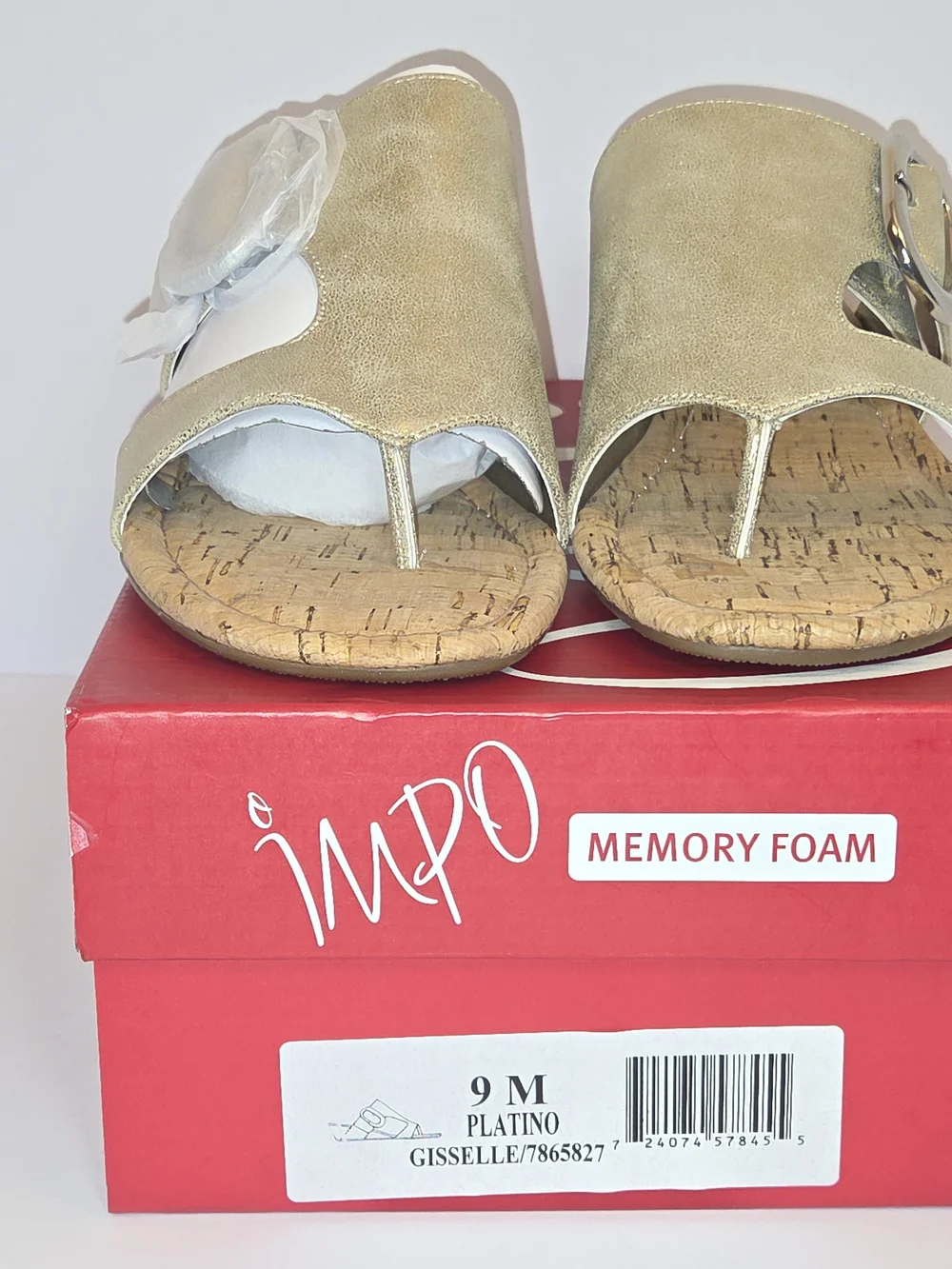 Impo Platino Giselle Metallic Gold Cork Wedge Slide with Silver Buckle - Picture 12 of 13